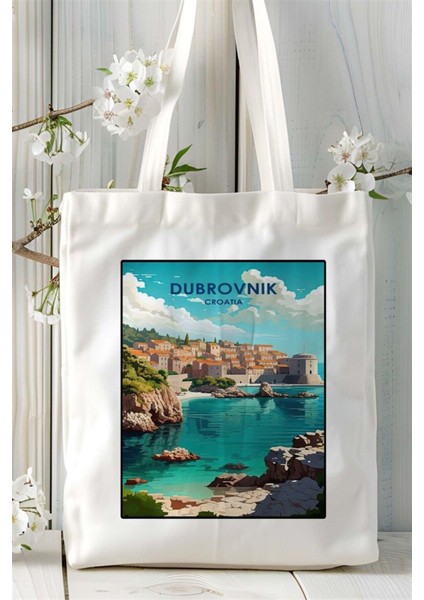 Dubrovnik Baskılı Bez Çanta Omuz Çantası Kişiye Özel Desen