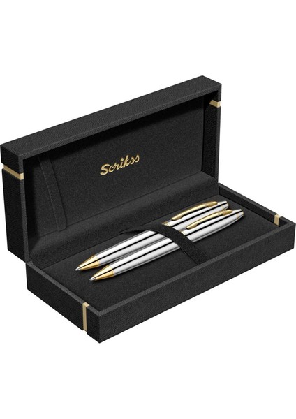 & WizDesign 35 Tükenmezkalem + Versatil Ikili Set Gold Krom ( Ömür Boyu Garantili - Lüks Kutulu - İsme Özel Tasarım )