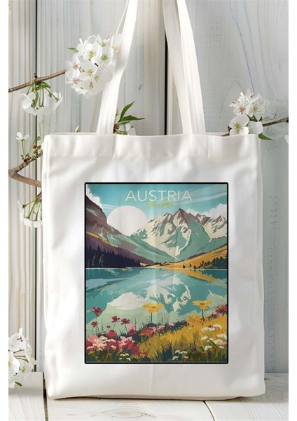 Austria Baskılı Bez Çanta Omuz Çantası Kişiye Özel Desen