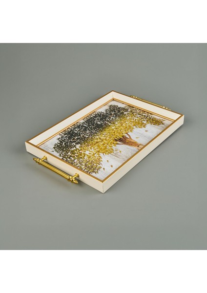 Renkli Ağacı Desenli Büyük Tepsi, 49 Cm, Şık ve Işlevsel Mutfak Gereci modelleri