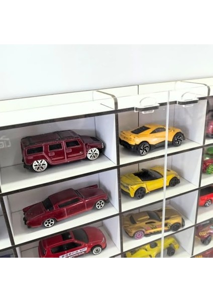 Kapaklı 1/64 Ölçek 50ARAÇ Hotwheels Metal Araç Uyumlu Model Oyuncak Araba Rafı-Beyaz fiyatları