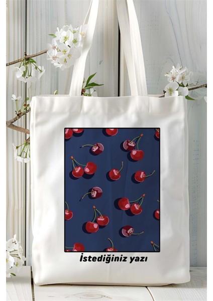 Vişne Baskılı Bez Çanta Omuz Çantası Kişiye Özel Desen 6 fiyatları