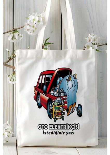 Oto Elekrikçisi Baskılı Bez Omuz Çantası Kişiye Özel Model 5