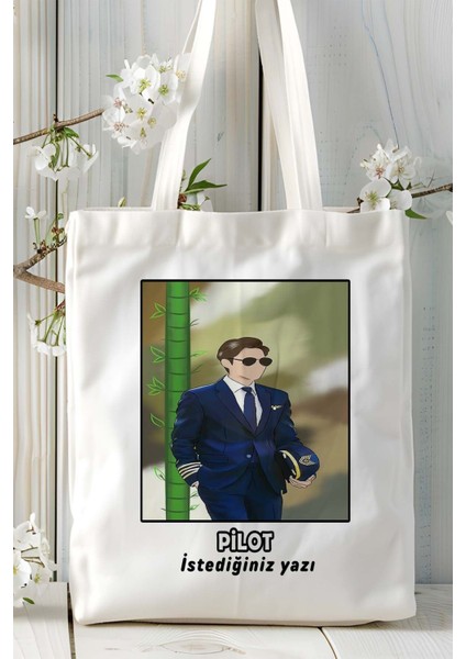 Pilot Baskılı Bez Omuz Çantası Kişiye Özel Model 8