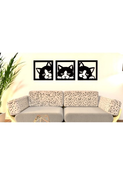 Kedi Figürlü Ahşap Duvar Dekoru, Şık ve Doğal Ev Dekorasyonu Için Mükemmel Seçim