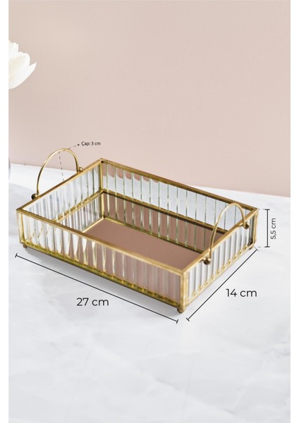 Şeffaf Cam Aynalı Sunum Tepsisi, 27X14X5,5CM, Şık ve Kullanışlı Tasarım modelleri
