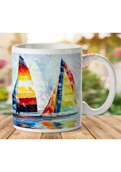 Yelkenler Tasarım Iki Tarafı Baskılı Kupa Bardak