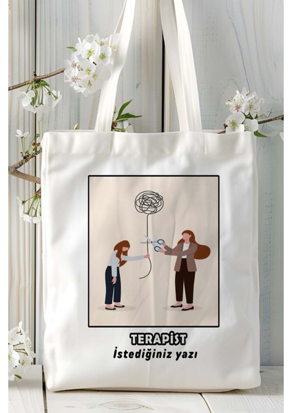 Terapist Baskılı Bez Omuz Çantası Kişiye Özel Model 15