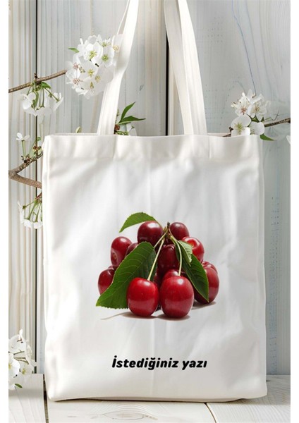 Vişne Baskılı Bez Çanta Kişiye Özel Model 3 fiyatları