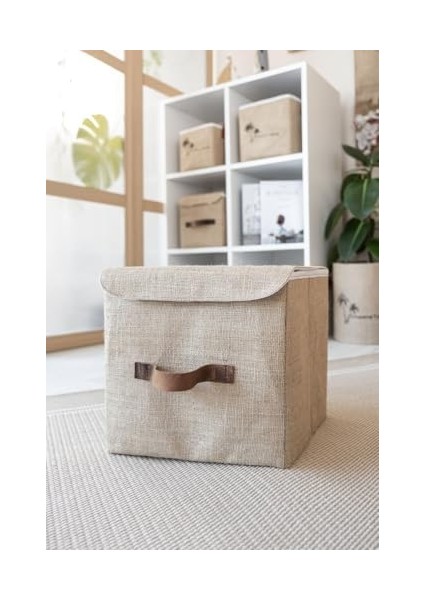 Bee Jüt Dolap Içi Organizer Takı, Makyaj, Banyo, Ofis Düzenleyici Kapaklı Saklama Kutusu 25X25X25 cm modelleri