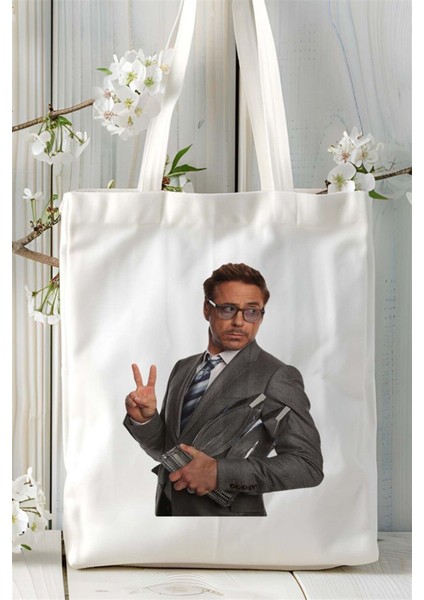Robert Downey Baskılı Bez Çanta Kişiye Özel Model 3