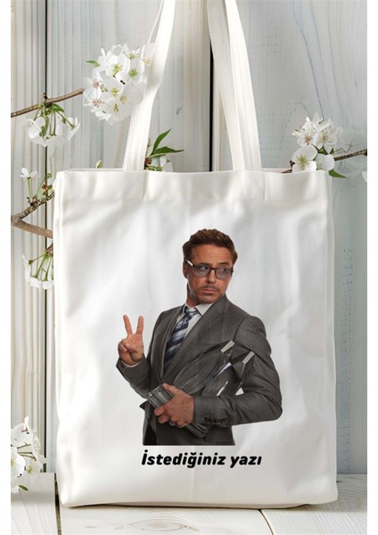 Robert Downey Baskılı Bez Çanta Kişiye Özel Model 3 fiyatları