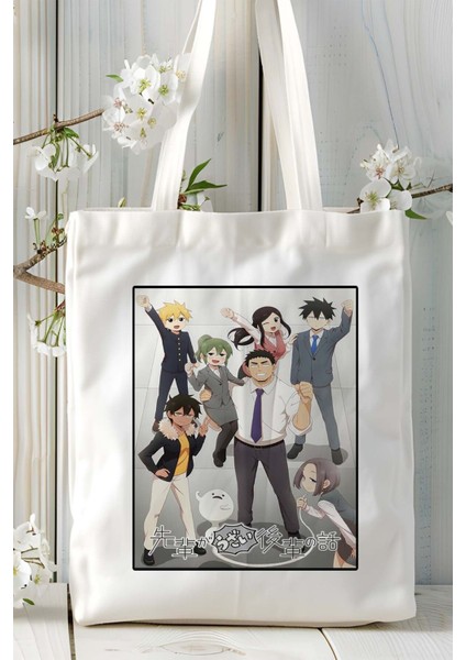 Senpai Ga Uzai Kouhai No Hanashi Baskılı Bez Omuz Çantası Kişiye Özel Model 1