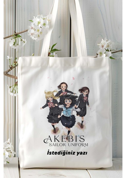 Akebi-Chan No Sailor-Fuku Beyaz Baskılı Bez Omuz Çantası Kişiye Özel Model 2 fiyatları