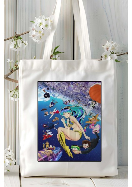Urusei Yatsura (2022) Baskılı Bez Omuz Çantası Kişiye Özel Model 3