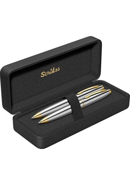 & WizDesign 88 Tükenmezkalem + Versatil Ikili Set Gold Krom ( Ömür Boyu Garantili - Lüks Kutulu - İsme Özel Tasarım )