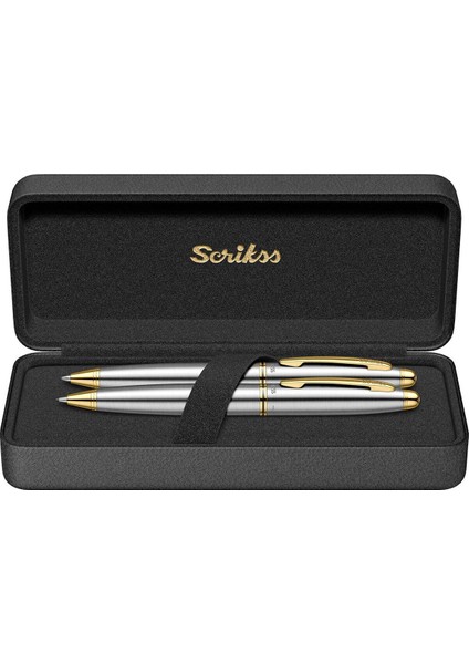 & WizDesign 88 Tükenmezkalem + Versatil Ikili Set Gold Krom ( Ömür Boyu Garantili - Lüks Kutulu - İsme Özel Tasarım )