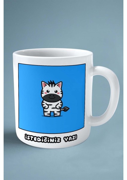 Zebra Baskılı Kupa Bardak Çift Taraflı Kişiye Özel Çerçeveli Renkli Model 2 fiyatları