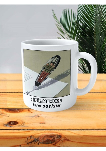 Sicil Memuru Meslek Baskılı Kupa Bardak Çift Taraflı Baskı Kişiye Özel Model 4