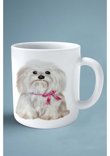 Maltese Terrier Köpek Isimli Kişiye Özel Baskılı Kupa Bardak Kurdele