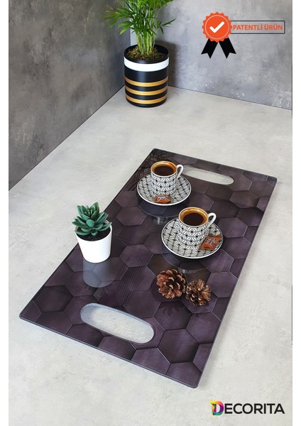 Renkli Petek Desenli Cam Tepsi 29CM x 52CM, Şık ve Kullanışlı Ev Aksesuarı fiyatları