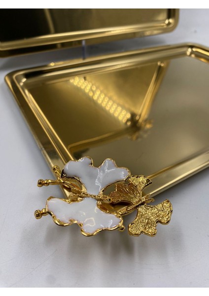 Gri Renkli 2'li Kelebekli Paslanmaz Metal Çay ve Kahve Sunum Tepsisi 33X23 cm modelleri