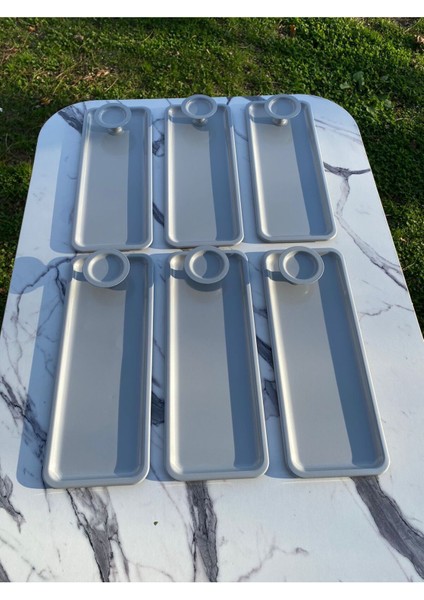 2'li Gri Baton ve Makaronluk Takımı, Kahve ve Pasta Sunum Tepsisi