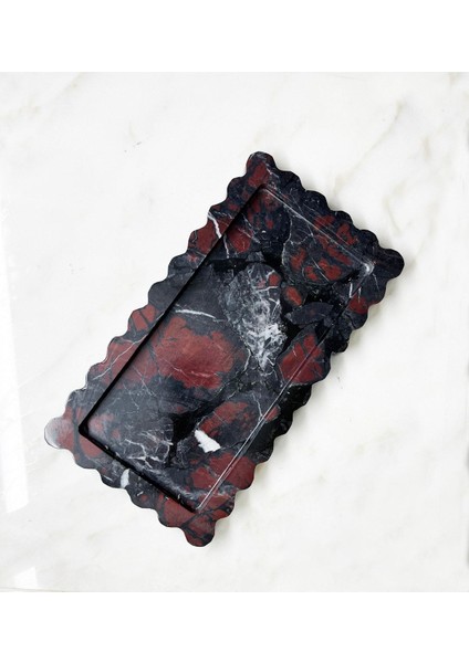 Doğal Siyah Mermer Tepsi, Banyo ve Sunum Için Şık ve Zarif Tasarım