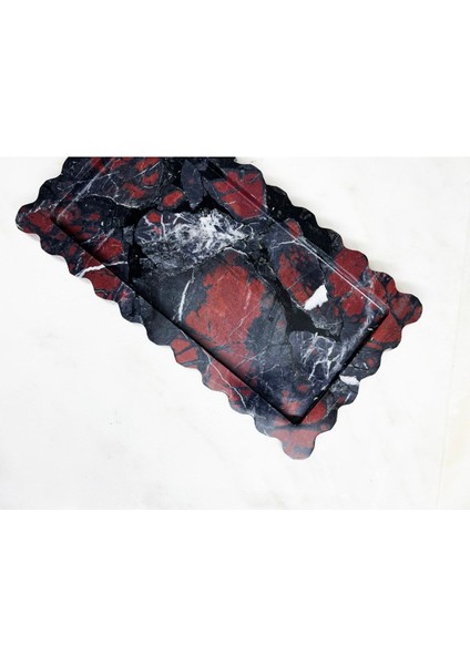 Doğal Siyah Mermer Tepsi, Banyo ve Sunum Için Şık ve Zarif Tasarım