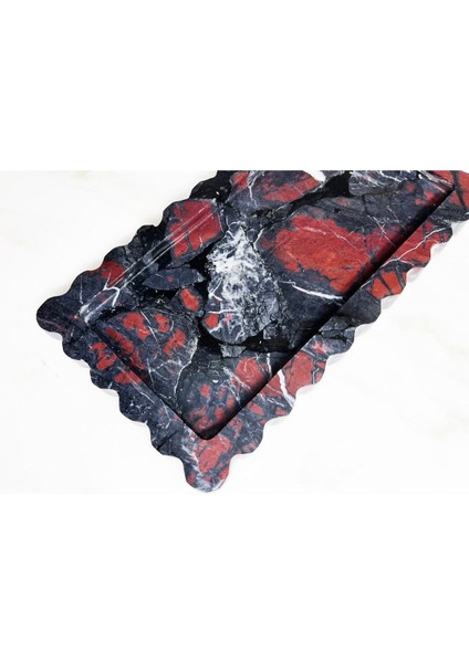 Doğal Siyah Mermer Tepsi, Banyo ve Sunum Için Şık ve Zarif Tasarım