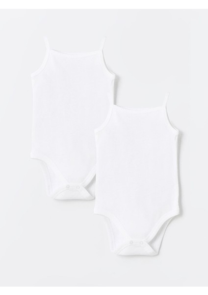 Yeni Sezon Kare Yaka Pamuklu Kiz Bebek Citcitli Bodysuit 2'li - S41637Z1