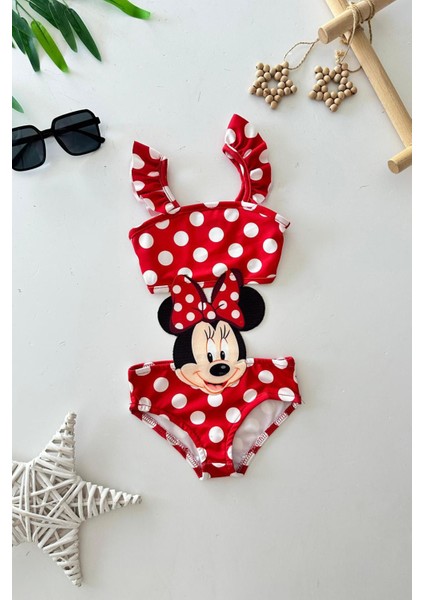 Mnn Ms Aplike Baskılı Kız Çocuk Mayo bikini takım - Kırmızı fiyatları