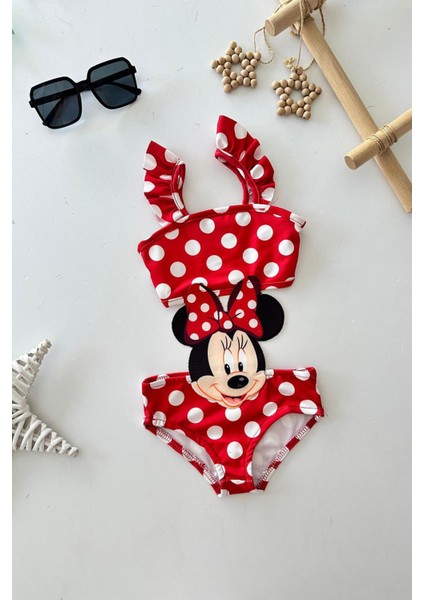 Mnn Ms Aplike Baskılı Kız Çocuk Mayo bikini takım - Kırmızı modelleri