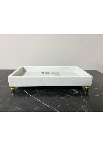Doğal Mermer Dikdörtgen Tepsi ve Sunumluk, 15X30, Banyo ve Ev Düzenleyici, Gold Top Ayak fiyatları