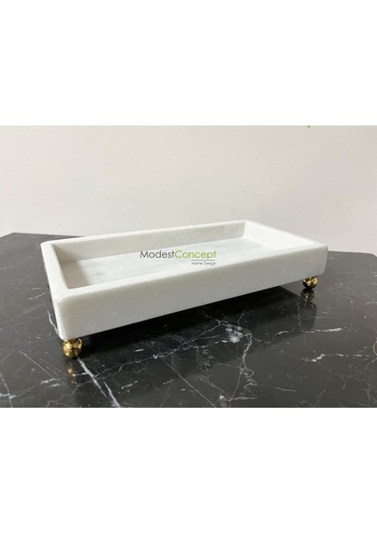 Doğal Mermer Dikdörtgen Tepsi ve Sunumluk, 15X30, Banyo ve Ev Düzenleyici, Gold Top Ayak modelleri