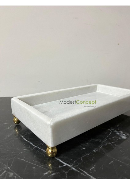 Doğal Mermer Dikdörtgen Tepsi ve Sunumluk, 15X30, Banyo ve Ev Düzenleyici, Gold Top Ayak indirimleri