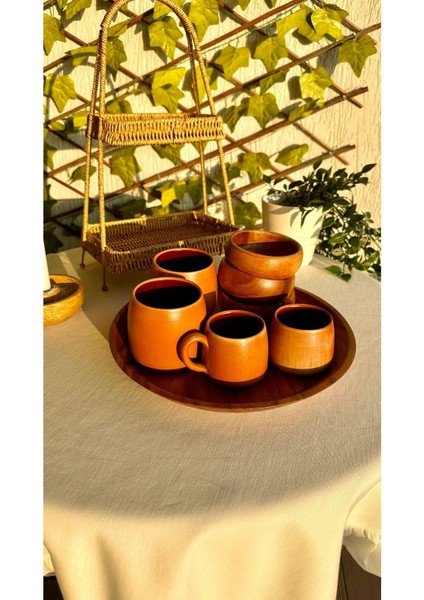 Kahverengi Ahşap Tepsi 30 Cm, Şık ve Doğal Sunum Için Ideal Seçim