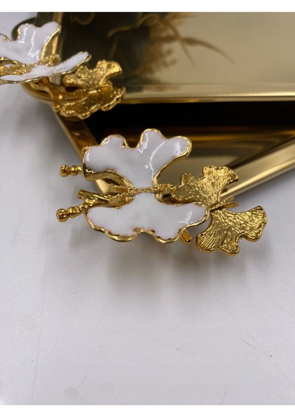 Paslanmaz Metal Çay ve Kahve Sunum Tepsisi, 33X18 Cm, 2'li Kelebekli Tasarım fiyatları