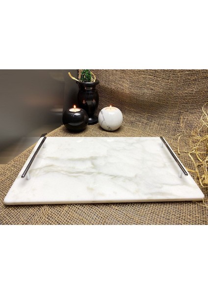 Doğal Mermer Tepsi 25X40CM Gümüş Slim Kulp, Çok Renkli, Şık ve Zarif Tasarım modelleri