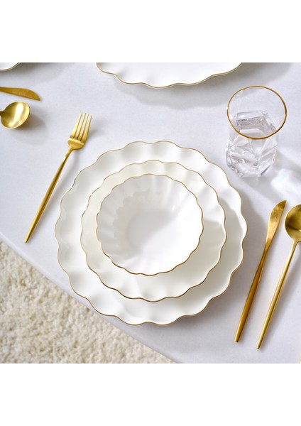 Fine Pearl Extra Shell 55 Parça 12 Kişilik Yemek Takımı Gold