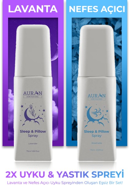 2'li Lavanta & Uyku ve Yastık Spreyi Uyku ve Dinlenme Spreyi 2 x 75 ml