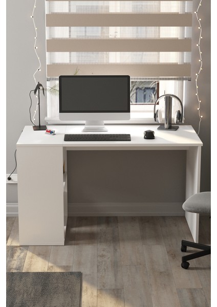 60X120 cm Smyrna Çalışma Masası Kitaplıklı Ofis Masası Bilgisayar Masası Beyaz modelleri