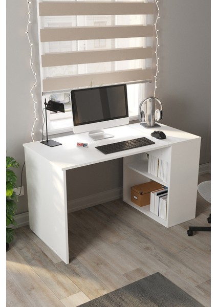 60X120 cm Smyrna Çalışma Masası Kitaplıklı Ofis Masası Bilgisayar Masası Beyaz fırsatları