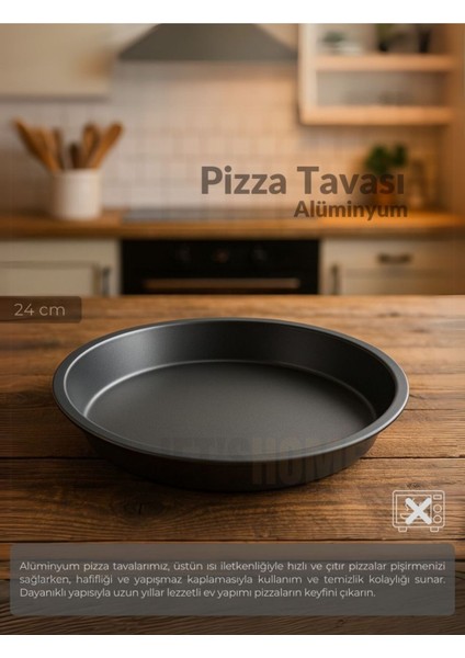 24 cm Yapışmaz Alüminyum Pizza ve Pide Tavası, Siyah Renk fiyatları