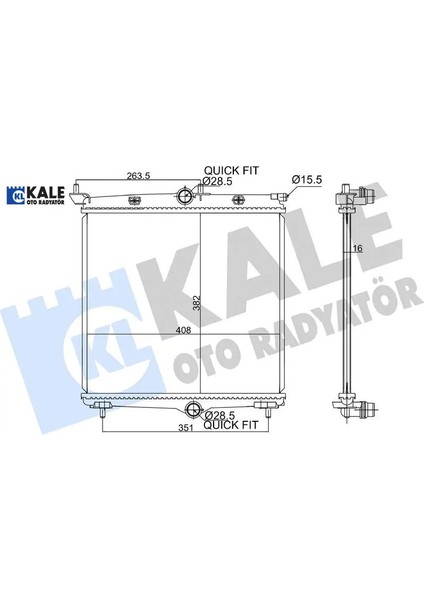 Su Radyatörü Corsa F 1.2 19=> - 208 1.2 Benzinli 1.5 Dizel 1.6hdi 19=> (Mt) [brazing] [382X408X16]