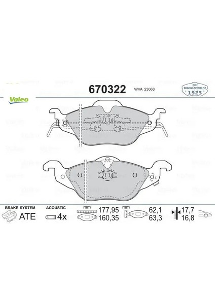 Fren Balatasi Ön Astra G-Zafira 1.2-1.4-1.6-1.7d-1.8-2.0d 98-05