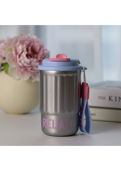 Çift Içecek Kahve Yalıtımlı Kupa Paslanmaz Çelik Öğrenci Pipetli Çay Bardağı (Yurt Dışından)