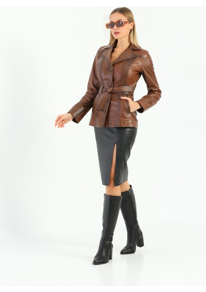 Bayan Kuşaklı Hakiki Deri Ceket fiyatları