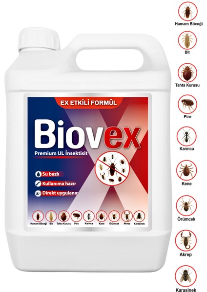 Premium Ul Haşere Ilacı Hamam Böceği, Tahta Kurusu, Karınca, Kene, Karasinek, Akrep, Bit, Pire, Örümcek 5 Litre