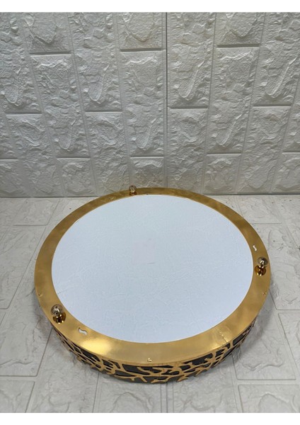 35 cm Yuvarlak Büyük Mermer Tepsi, Şık ve Dayanıklı Tasarım